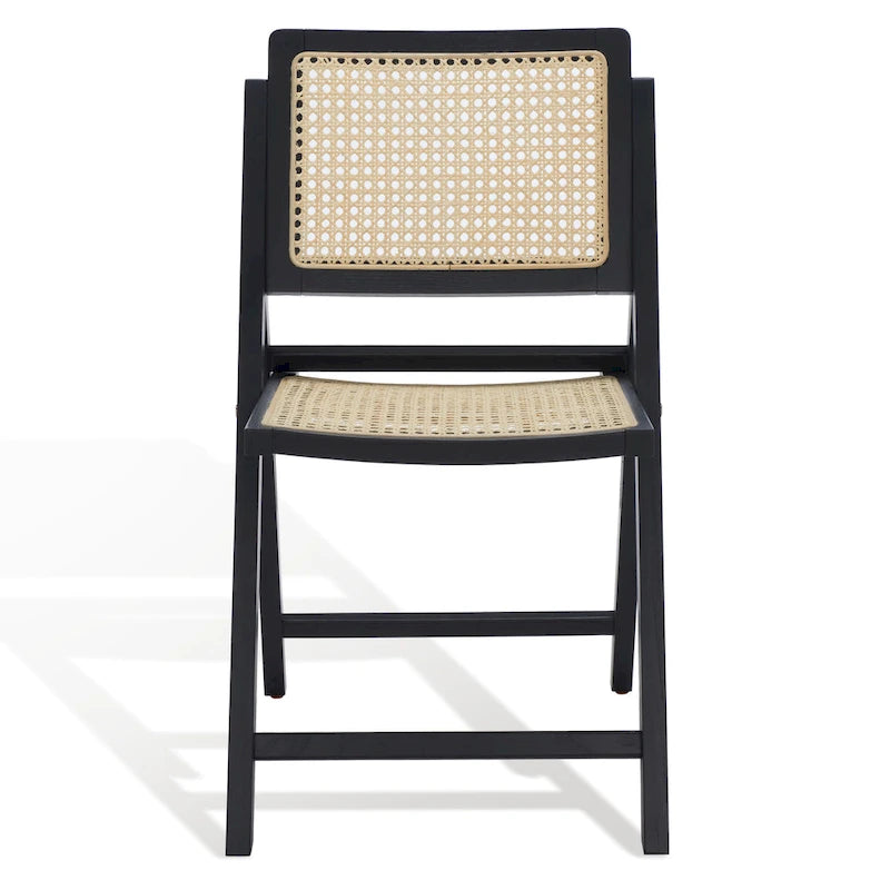 Ensemble de 2 chaises de salle à manger pliantes en rotin avec dossier en maille, style aéré et élégant
