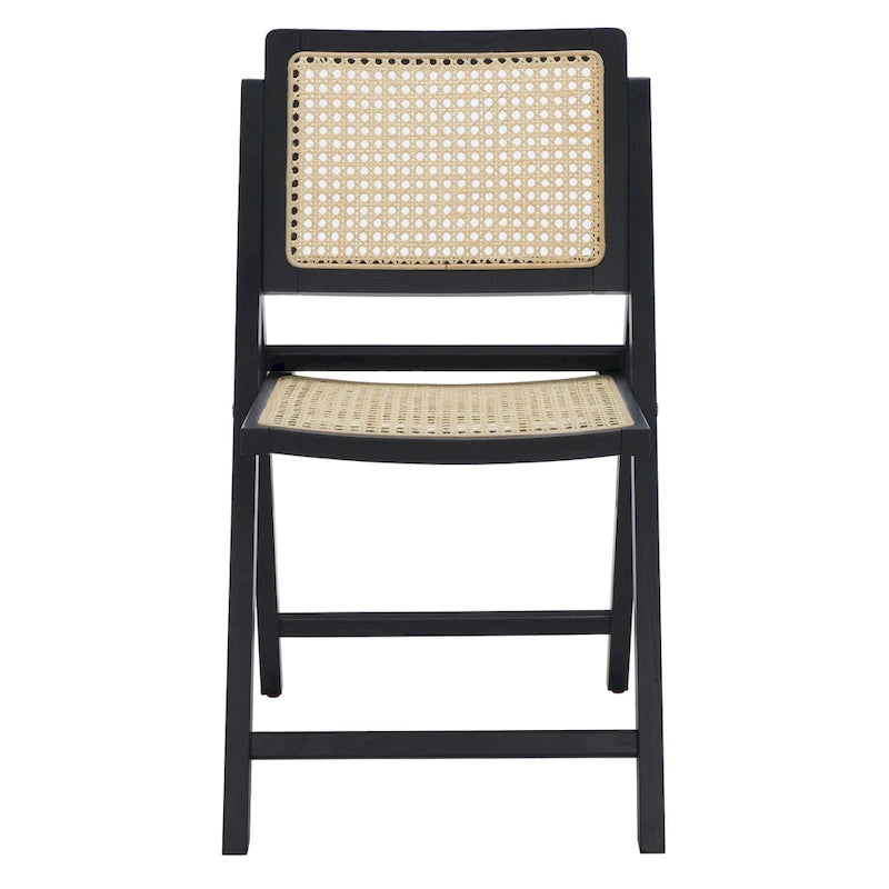 Ensemble de 2 chaises de salle à manger pliantes en rotin avec dossier en maille, style aéré et élégant