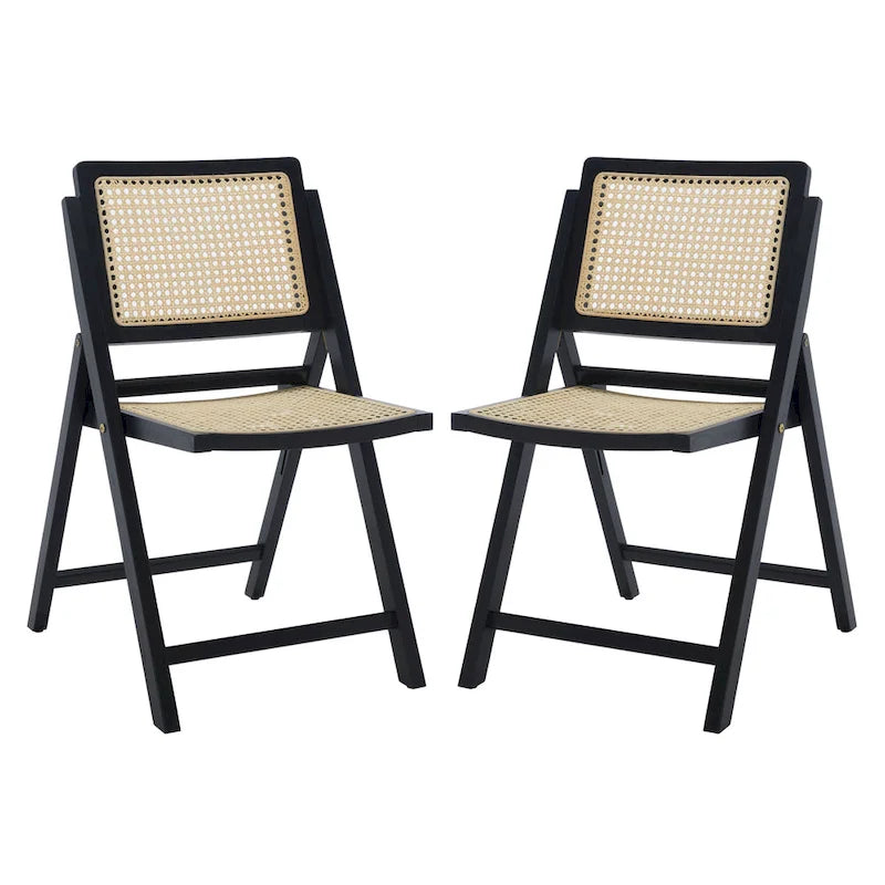 Ensemble de 2 chaises de salle à manger pliantes en rotin avec dossier en maille, style aéré et élégant