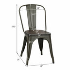 Lot de 4 chaises de salle à manger empilables en métal avec assise en bois massif, style bistro café