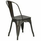 Lot de 4 chaises de salle à manger empilables en métal avec assise en bois massif, style bistro café
