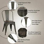 Lot de 4 chaises de salle à manger empilables en métal avec assise en bois massif, style bistro café