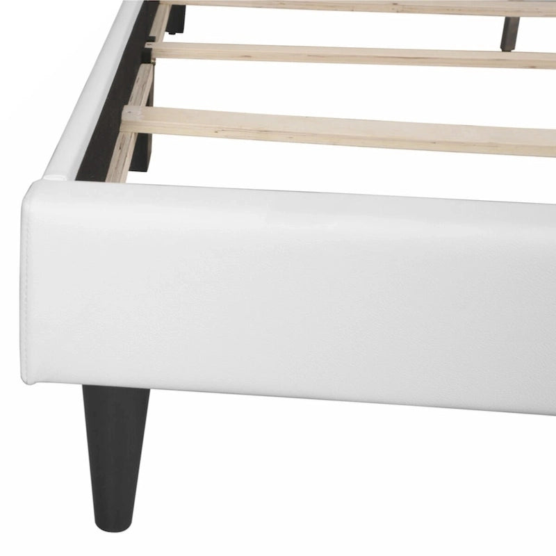 Lit plateforme en similicuir blanc, taille Queen