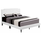Lit plateforme en similicuir blanc, taille Queen