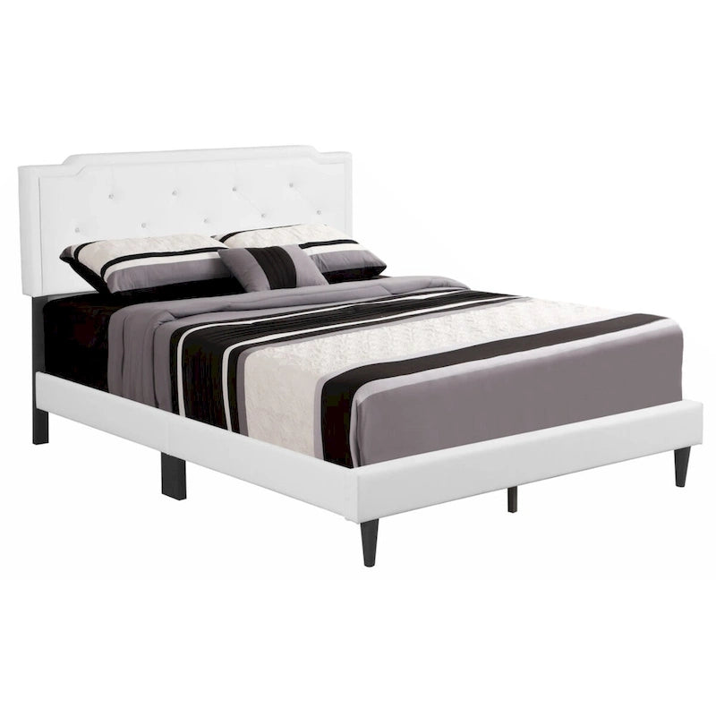 Lit plateforme en similicuir blanc, taille Queen