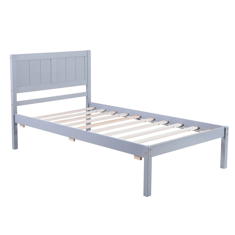 Lit plateforme en bois avec tête de lit