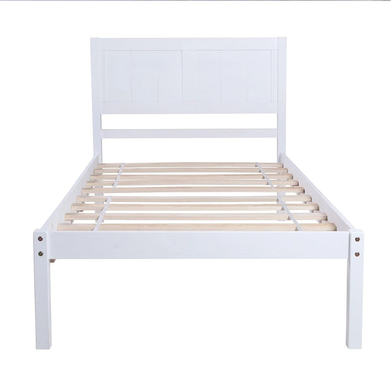 Lit plateforme en bois avec tête de lit