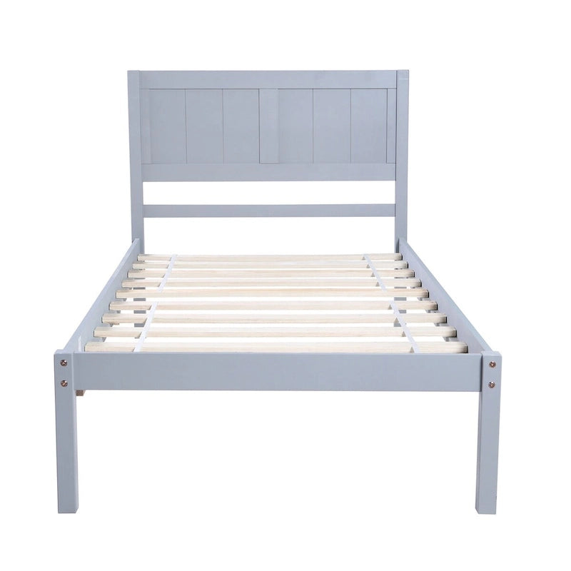 Lit plateforme en bois avec tête de lit