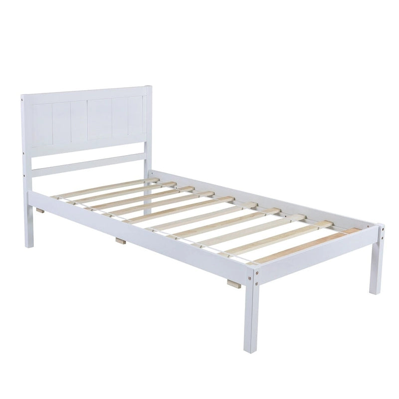 Lit plateforme en bois avec tête de lit