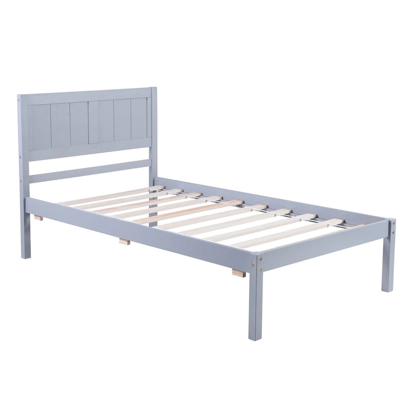Lit plateforme en bois avec tête de lit
