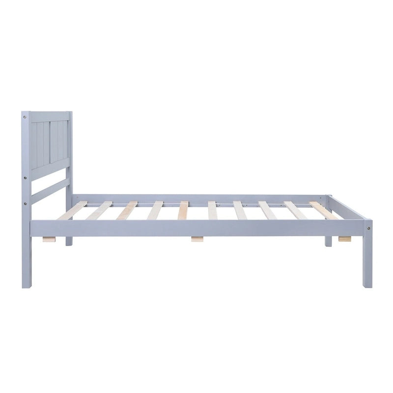 Lit plateforme en bois avec tête de lit
