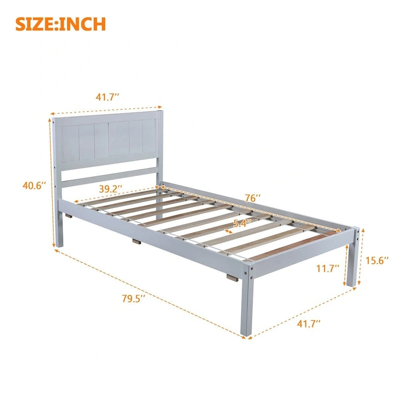 Lit plateforme en bois avec tête de lit