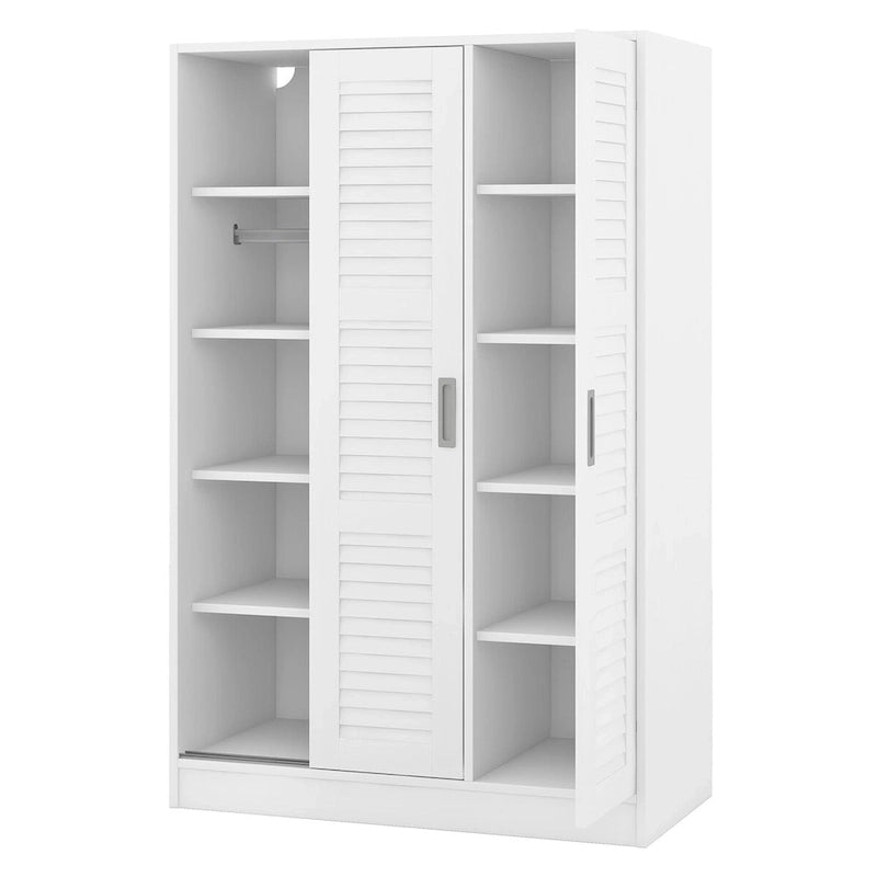 Armoire à portes battantes 3 vantaux avec étagères et penderie Rangement moderne pour chambre à coucher