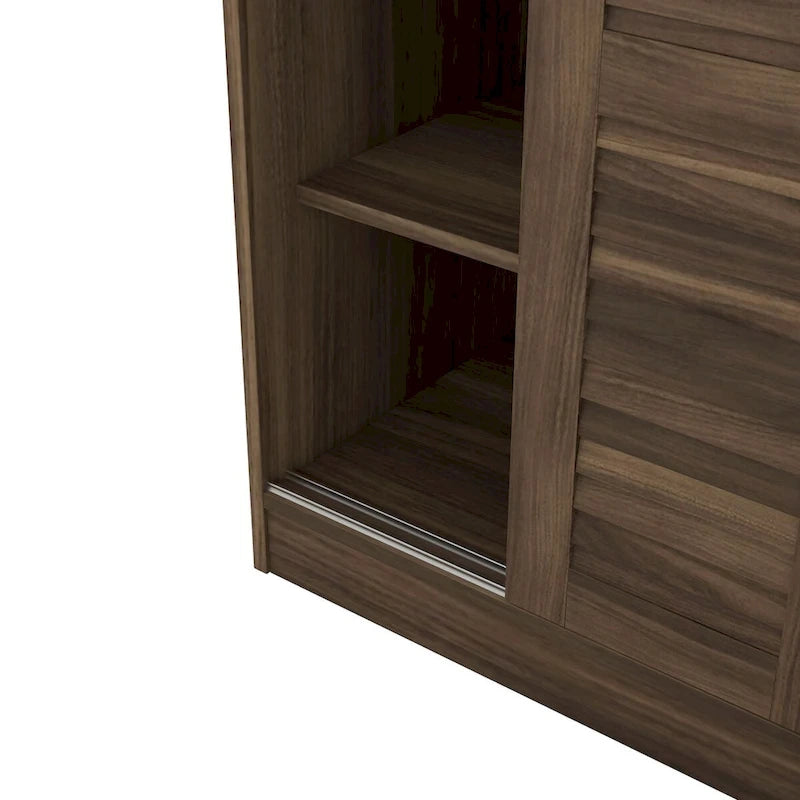 Armoire à portes battantes 3 vantaux avec étagères et penderie Rangement moderne pour chambre à coucher