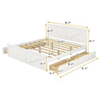 Lit plateforme en bois King Size avec quatre tiroirs de rangement et pieds de support