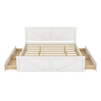 Lit plateforme en bois King Size avec quatre tiroirs de rangement et pieds de support
