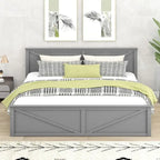 Lit plateforme en bois King Size avec quatre tiroirs de rangement et pieds de support