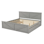 Lit plateforme en bois King Size avec quatre tiroirs de rangement et pieds de support