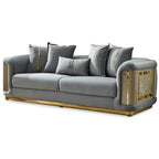 Ensemble canapé 2 pièces pour salon, accent doré, revêtement capitonné, style de luxe moderne, 5 options de couleur