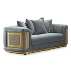 Ensemble canapé 2 pièces pour salon, accent doré, revêtement capitonné, style de luxe moderne, 5 options de couleur