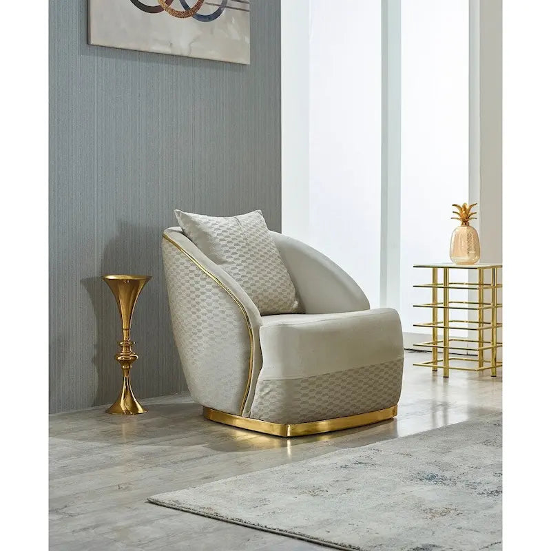 Ensemble canapé 2 pièces pour salon, accent doré, revêtement capitonné, style de luxe moderne, 5 options de couleur