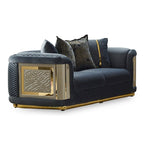 Ensemble canapé 2 pièces pour salon, accent doré, revêtement capitonné, style de luxe moderne, 5 options de couleur