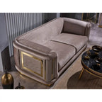 Ensemble canapé 2 pièces pour salon, accent doré, revêtement capitonné, style de luxe moderne, 5 options de couleur