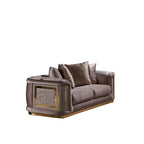 Ensemble canapé 2 pièces pour salon, accent doré, revêtement capitonné, style de luxe moderne, 5 options de couleur