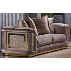 Ensemble canapé 2 pièces pour salon, accent doré, revêtement capitonné, style de luxe moderne, 5 options de couleur