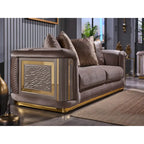 Ensemble canapé 2 pièces pour salon, accent doré, revêtement capitonné, style de luxe moderne, 5 options de couleur
