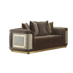 Ensemble canapé 2 pièces pour salon, accent doré, revêtement capitonné, style de luxe moderne, 5 options de couleur