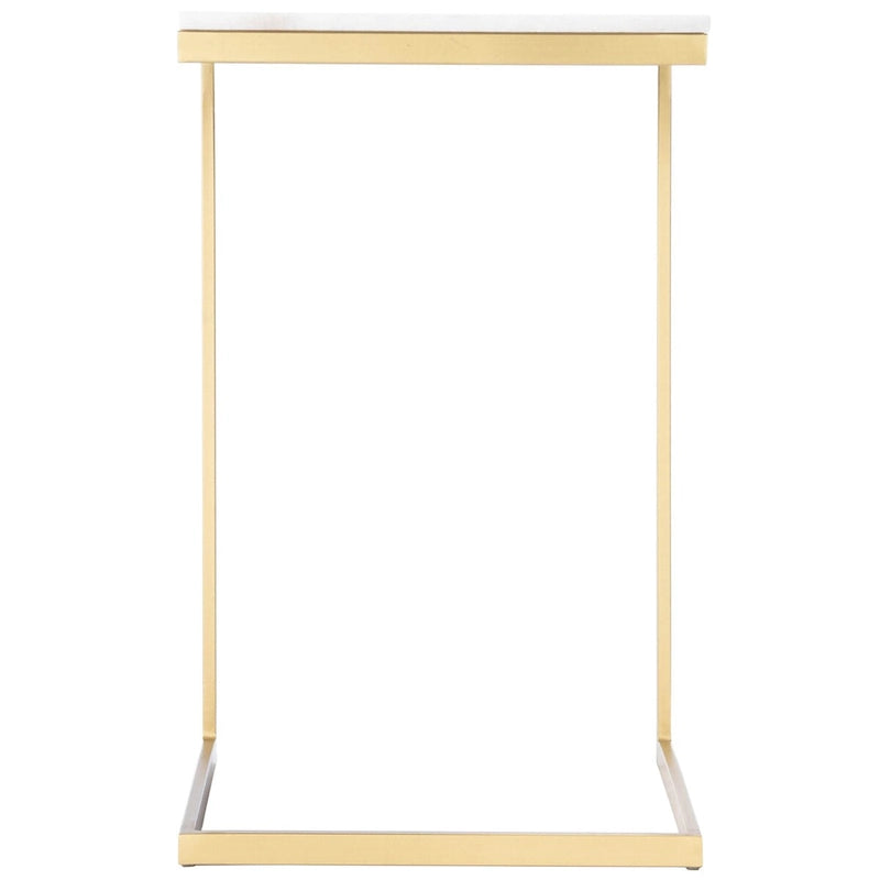 Table d'appoint à plateau en marbre blanc et base en fer doré antique, 40,6 cm L x 66 cm H, capacité de 10 kg
