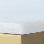 Table d'appoint à plateau en marbre blanc et base en fer doré antique, 40,6 cm L x 66 cm H, capacité de 10 kg