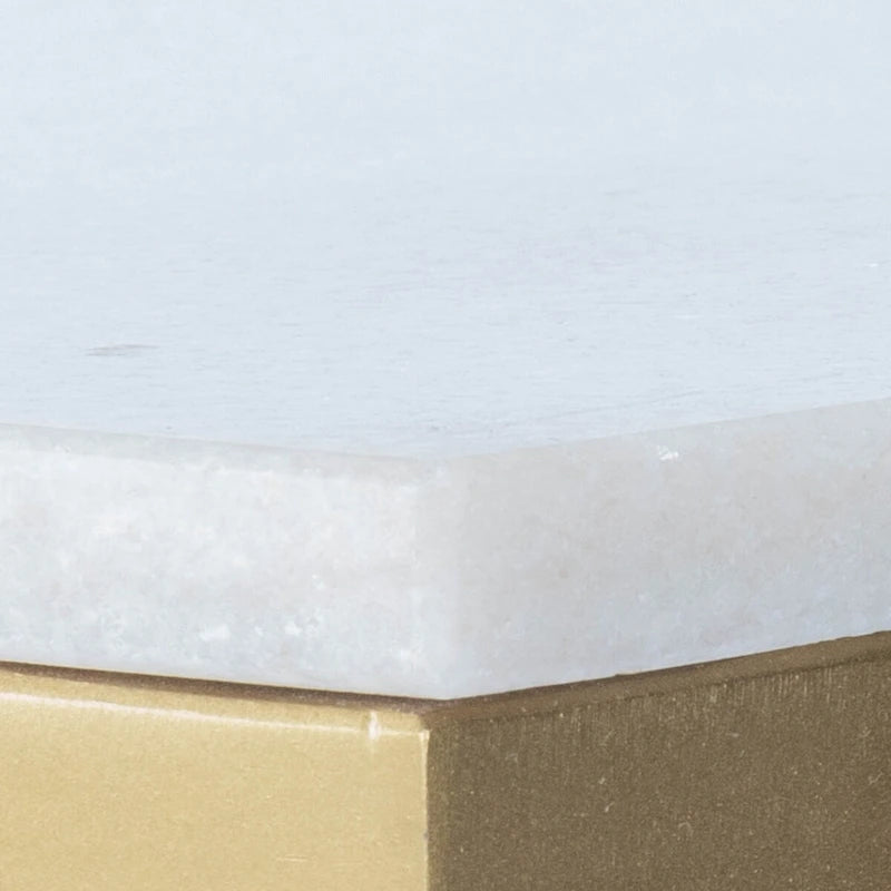 Table d'appoint à plateau en marbre blanc et base en fer doré antique, 40,6 cm L x 66 cm H, capacité de 10 kg