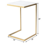 Table d'appoint à plateau en marbre blanc et base en fer doré antique, 40,6 cm L x 66 cm H, capacité de 10 kg