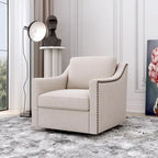 Fauteuil pivotant à 360 degrés Ergonomique Tissu coton-lin Soutien dorsal supérieur