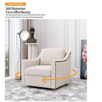 Fauteuil pivotant à 360 degrés Ergonomique Tissu coton-lin Soutien dorsal supérieur