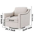 Fauteuil pivotant à 360 degrés Ergonomique Tissu coton-lin Soutien dorsal supérieur