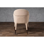 Chaise de salle à manger moderne en cuir végétalien beige Pieds en métal or rose Style contemporain