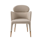 Chaise de salle à manger moderne en cuir végétalien beige Pieds en métal or rose Style contemporain
