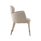 Chaise de salle à manger moderne en cuir végétalien beige Pieds en métal or rose Style contemporain