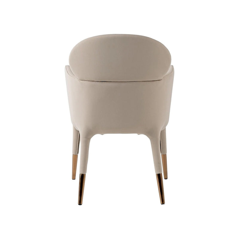Chaise de salle à manger moderne en cuir végétalien beige Pieds en métal or rose Style contemporain