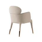 Chaise de salle à manger moderne en cuir végétalien beige Pieds en métal or rose Style contemporain