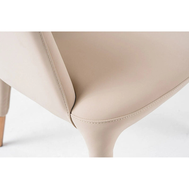 Chaise de salle à manger moderne en cuir végétalien beige Pieds en métal or rose Style contemporain