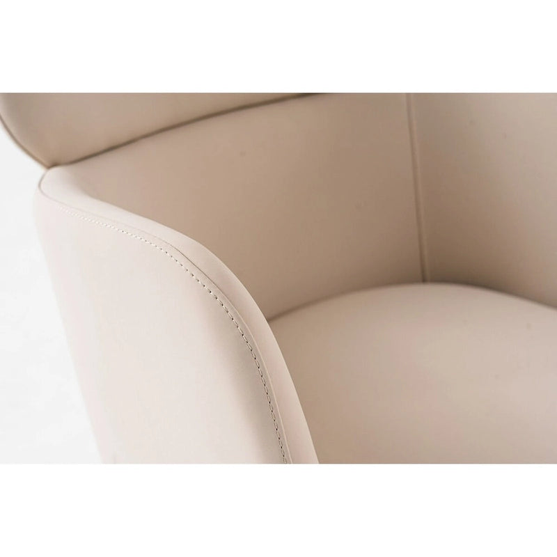 Chaise de salle à manger moderne en cuir végétalien beige Pieds en métal or rose Style contemporain