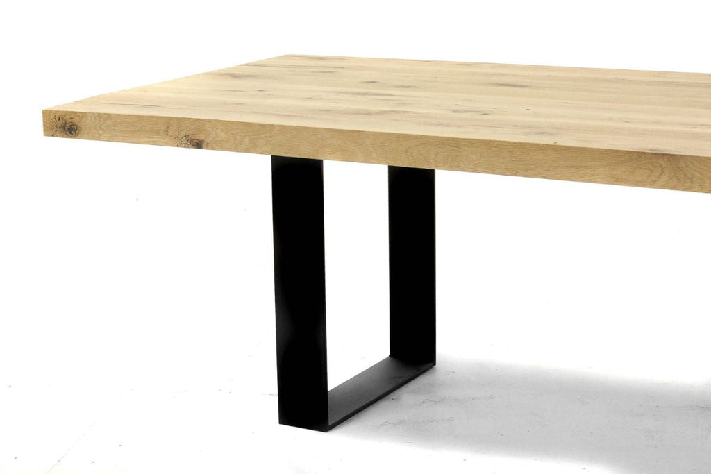 Table à manger industrielle en chêne et acier