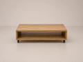 Table basse en chêne rustique sur roulettes