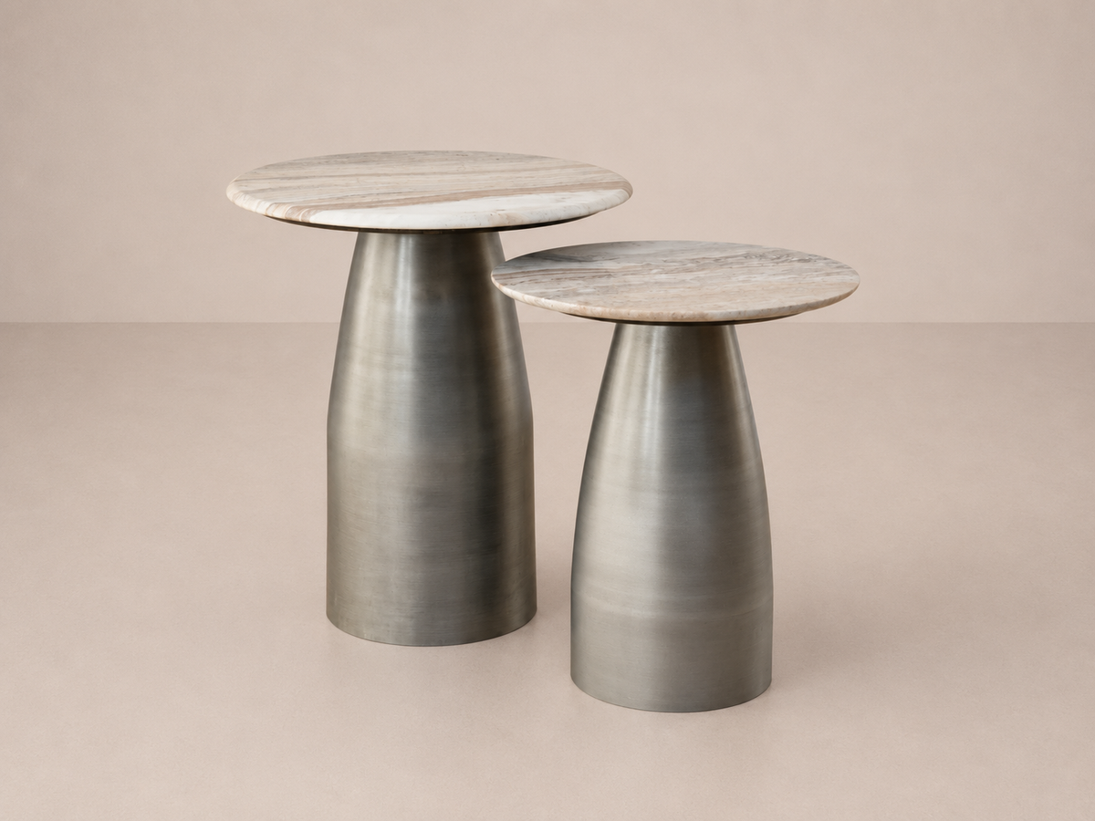 Ensemble de tables d'appoint en marbre et acier