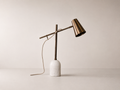 Lampe de bureau en fer, laiton et marbre