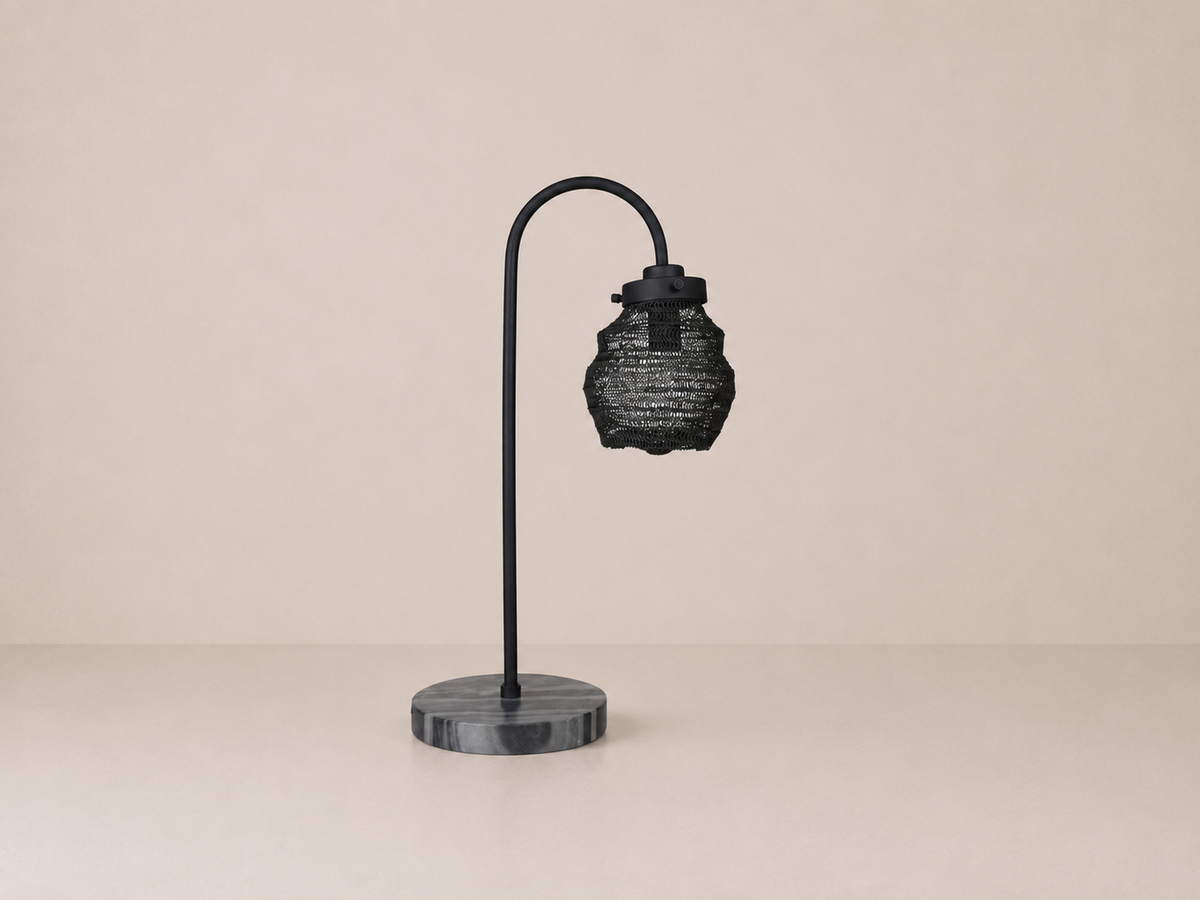 Lampe de chevet en maille d'acier noire